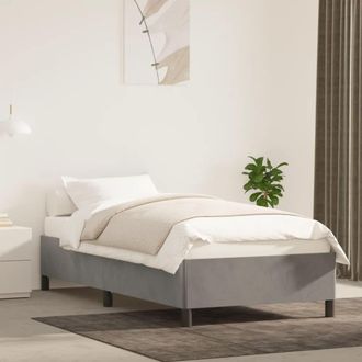 vidaXL Vidaxl - Estructura De Cama Sin Colch&oacute;n Terciopelo Gris Claro 90x190 Cm