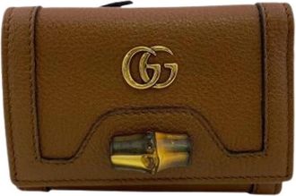 Gucci Pre-owned Bamboo Portemonnee (drievoudig) - Dames - Vintage Accessoires - Bruin - ONE Size - Leer - Vintage