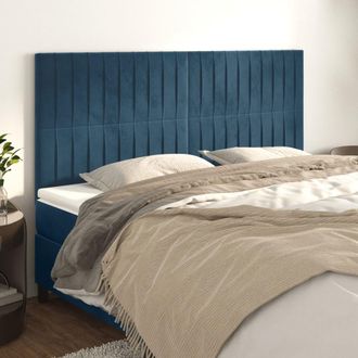 vidaXL Vidaxl - Cabeceros 4 Unidades De Terciopelo Azul Oscuro 100x5x78/88 Cm