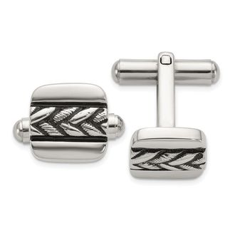 Diamond2Deal Stainless Steel Antiqued and Polished Cuff Links