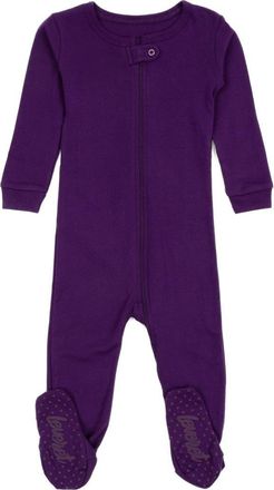 Leveret Footed Solid Cotton Matching Family Pajamas in Dark Purple at Nordstrom, Size 18-24M