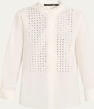 Kobi Halperin Mick Embellished Ruffle-Trim Blouse