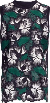 Elie Saab Top a fiori macram&eacute; - Nero