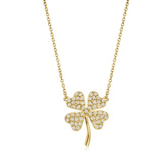 Ross-Simons Lab-Grown Diamond 4-Leaf Clover Necklace in 18kt Gold Over Sterling