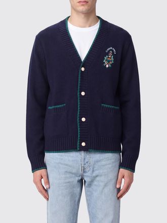 Casablanca Wool and Cashmere Cardigan with Crest and Contrast Trim