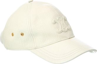 Celine Celine Triomphe Leather Baseball Cap
