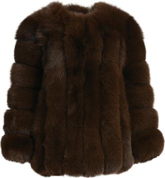 Wanan Luxury Giacca Paris Marrone in Pelliccia di Volpe-Donna