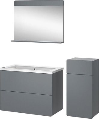 Vicco Conjunto De Muebles De Ba&ntilde;o Izan, Gris, 4 Piezas Con Unidad Midi