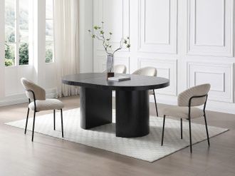 Vente-Unique Sedia in Velluto coste e Metallo Nero Beige - Lotto di 2 - ALAYIS