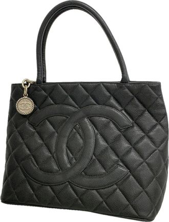 Chanel Black Grained Calfskin Tote Bag (Pre-Owned)