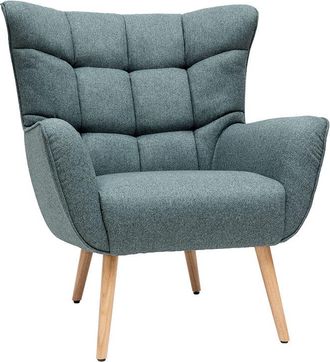 Miliboo Miliboo - Poltrona scandinava in tessuto verde e legno avery