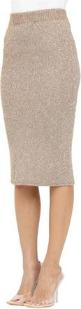 Simona Corsellini Gouden Glitter Midi Rok - Dames - Kokerrokken - Beige - M - Rokken