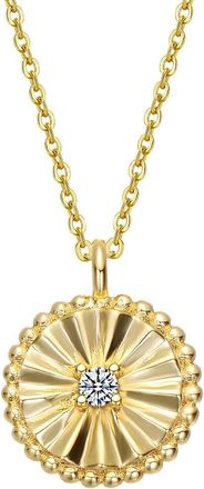 Genevive 14K Over Silver Cz Pendant Necklace