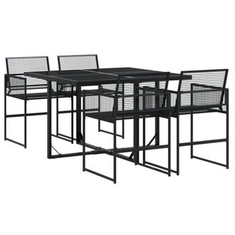 Berkfield Home 5 Piece Garden Dining Set Black Poly Rattan