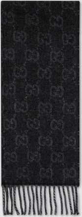 Gucci Reversible Wool Cashmere Scarf, Black