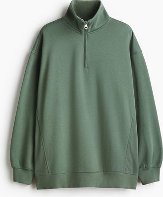 H&M Zip-top Sweatshirt in Dusty Emerald Green at Nordstrom, Size Xx-Large