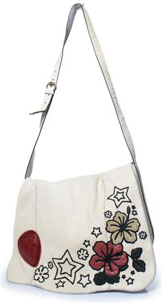 Gucci Pre-owned Womens Tattoo Tribeca python messenger bag - White Leather - One Size