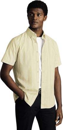 CHARLES TYRWHITT Non-Iron Stretch Poplin Slub Short Sleeve Shirt