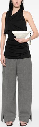 Prada Womens Pre-owned Grace Lux Triangle Wristlet Pouch - White Leather - One Size