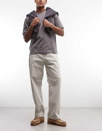 Carhartt Work in Progress Landon - Jeans ampi affusolati lavaggio gesso-Bianco