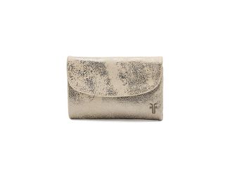Frye Nora Knotted Small Wallet Wallet Womens Handbags Cream Metallic, Canvas/Cotton/Leather