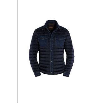 Moorer MenS Navy Quilted Jacket With Denim Accents, Size 52
