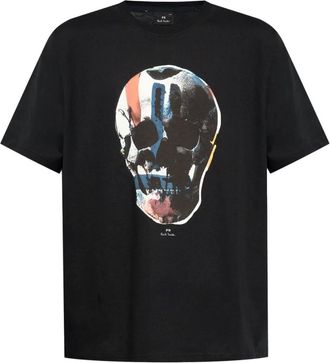 Paul Smith T-shirt met grafische print en ronde hals - Heren - T-shirts - Zwart - S - Katoen - Tops