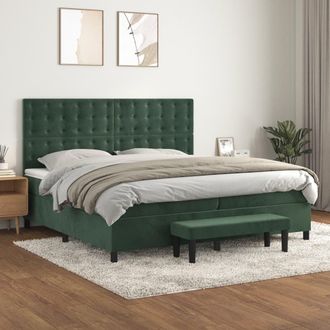 vidaXL Cama Box Spring Con Colch&oacute;n Terciopelo Verde Oscuro 200x200 Cm Vidaxl