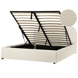 Beliani Cama Moderna Con Almacenaje De Boucl&eacute; Beige Claro 140 X 200 Cm Quillien
