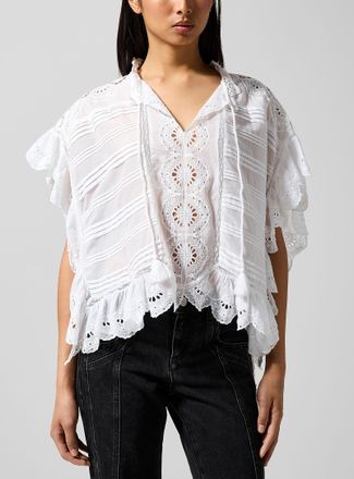 Isabel Marant Womens Payton pintucked cropped blouse