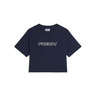 Freddy T-shirt Cropped in Jersey di Cotone con Logo FREDDY