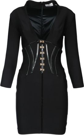 Elisabetta Franchi Black Corset Short Dress