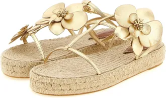Zimmermann Womens Gold Leather Flat Sandals