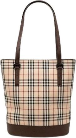 Burberry Pre-owned Bucket Bags, female, Beige, Size: ONE SIZE Pre-owned Canvas Bucket Bag