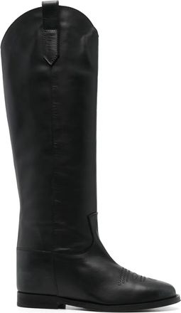 Via Roma 15 leather boots - Black