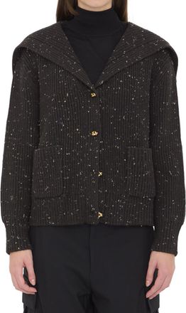 Bottega Veneta Black Knitted Shawl Neck Sweater