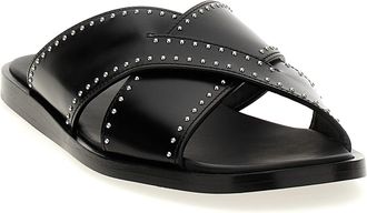 Churchs Womens Black Calf Leather Bos Taurus Slides Shoe
