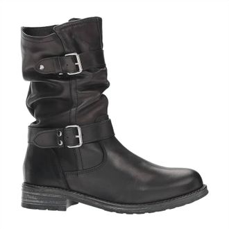 Eric Michael Womens Noelle Strappy Mid Calf Biker Boot In Black