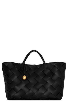 Rebecca Minkoff Frankie Woven Leather Tote in Black at Nordstrom