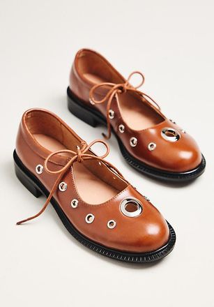 All Black Ms. Reinforcer Studded Tie Mary Jane Flats