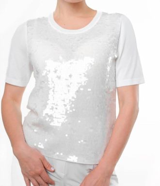 Seventy Sequin Fantasy Short Sleeve Sweater In White