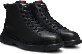 HUGO BOSS Grained leather boots with embossed logo