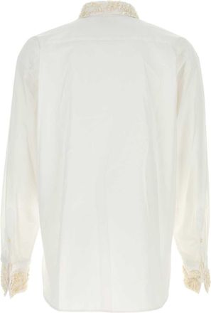 Dries Van Noten Mens White Poplin Shirt Exterior: Cotton Camicie