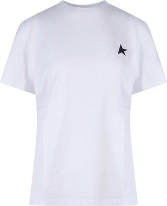 Golden Goose T-shirt met logo-print en korte mouwen - Dames - T-shirts - Wit - L - Katoen - Tops