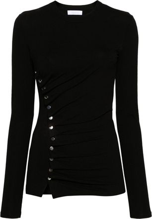 Paco Rabanne asymmetric studded T-shirt - women - Viscose/Elastane - 38 - Black