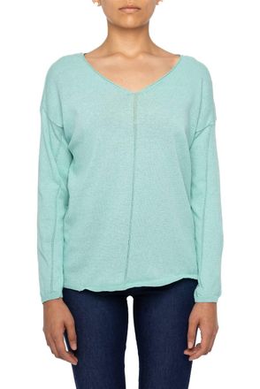 Astrid Womens Preppy V-Neck Top In Aqua