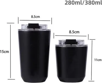 OEM Taza T&eacute;rmica Con Tapa, Taza De Viaje Para Caf&eacute;, Taza De Acero Inoxidable Con Aislamiento Al Vac&iacute;o, Reutilizable, Color Blanco Roto, 380 Ml