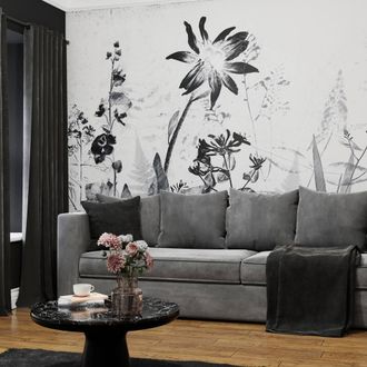 Superfresco Easy Flower Press Mono Print To Order 3m x 2.8m Mural in White