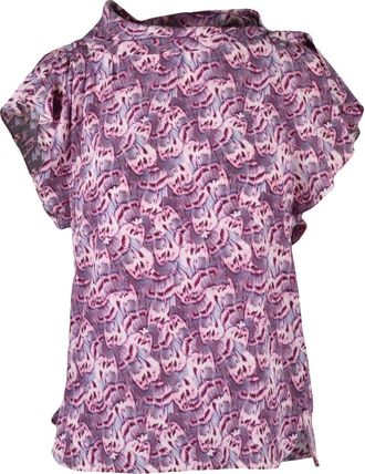 Isabel Marant Delicate Abstract Pattern Silk Stretch Top With Flutter Sleeves