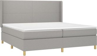 vidaXL Vidaxl - Cama Box Spring Con Colch&oacute;n Tela Y Led Gris Claro 200x200 Cm